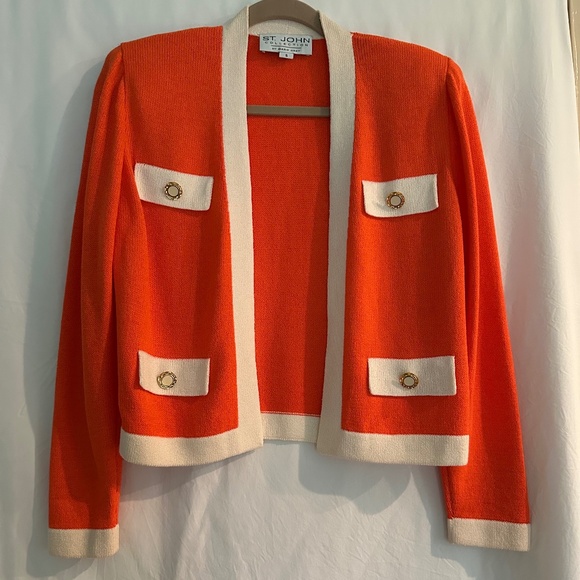 St. John Collection Sweaters - St. John Orange and White Sweater